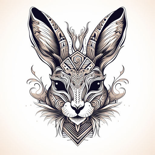 Hare head vector, flawless line work style, massurrealism, gary larson, graphic and symmetrical, soviet, rtx on