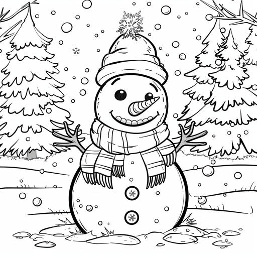 Snowman with hat, scarf, and three buttons