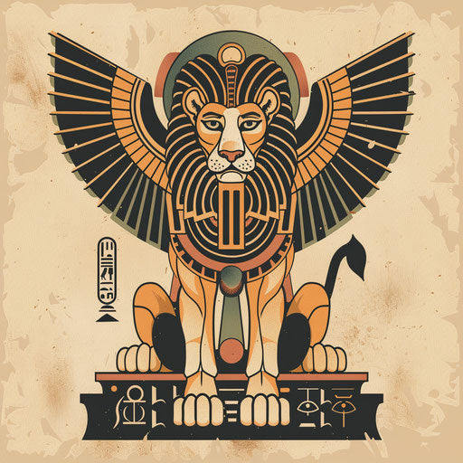 Sketch of Ancient Egyptian art-inspired tattoo of the Lion of Judah
