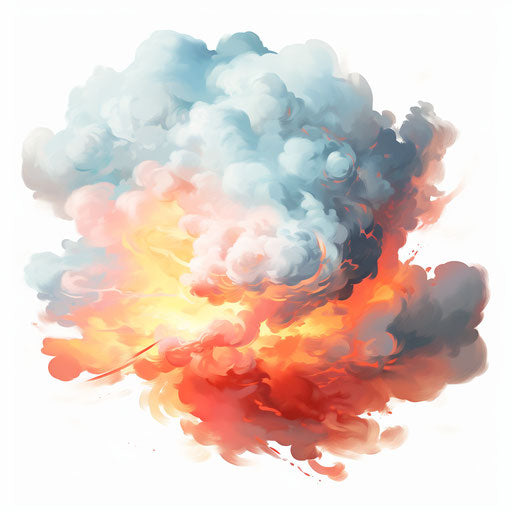 Cloud png clipart in the style of Oil painting, on a white background