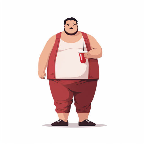 Obesity artwork in Minimalist style, on white background