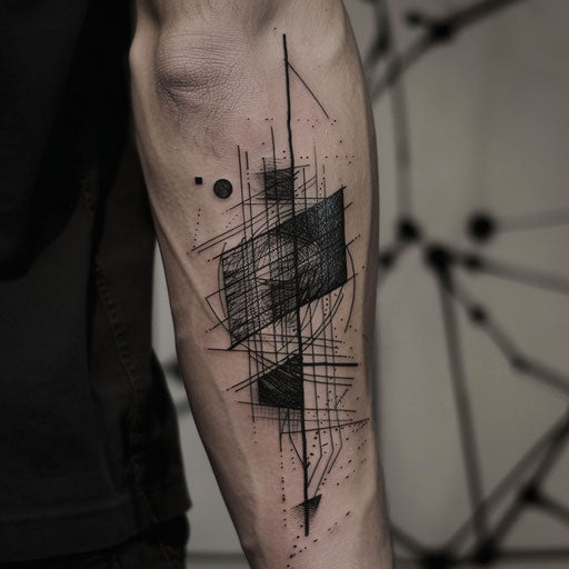 Black flag with geometric abstract patterns