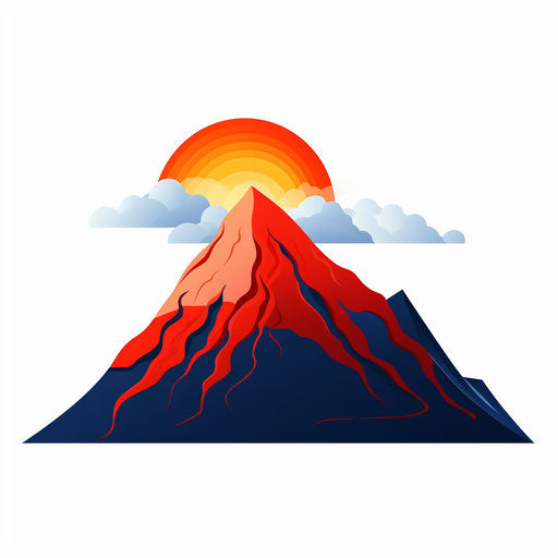 Minimalist style volcano illustration on white background