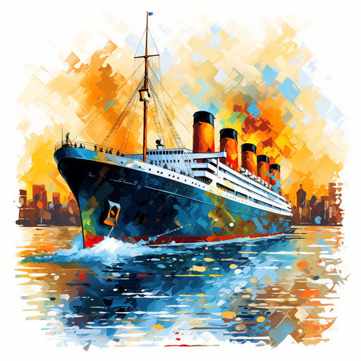 Titanic clipart in the style of Impressionistic Art