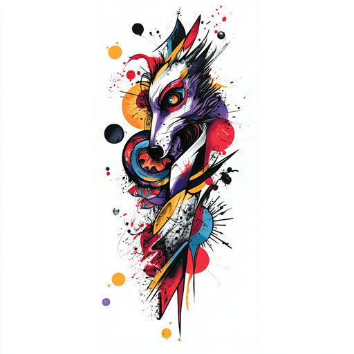Artistic graffiti style arm tattoo with bold colors