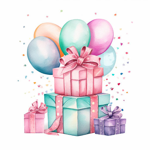 Happy birthday clipart in the style of Pastel Colors Art