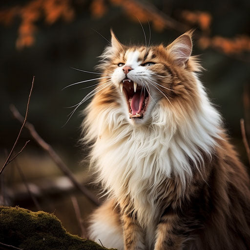 Norwegian forest cat meowing