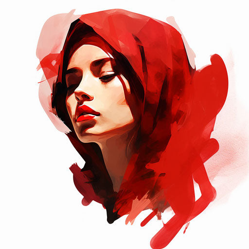Red clipart in the style of Chiaroscuro Art, on white background