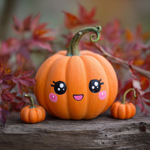 Smiling Pumpkins in an Autumn Scene