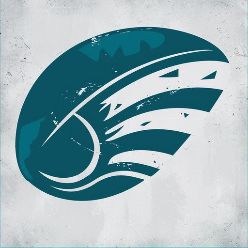 Football logo design in teal and white on minimalist gray background