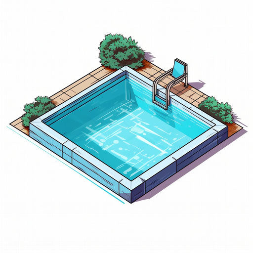Minimalist pool illustration on white background