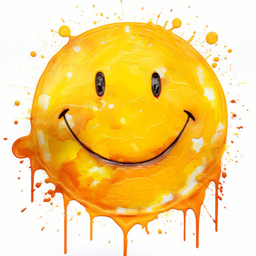 Smiley face in Oil painting style on white background