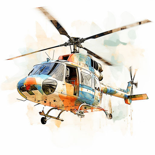 Helicopter clipart in the style of Impressionistic Art