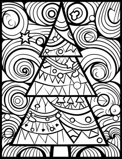 Christmas tree pattern with dots coloring page