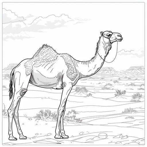 Bold camel silhouette in desert landscape