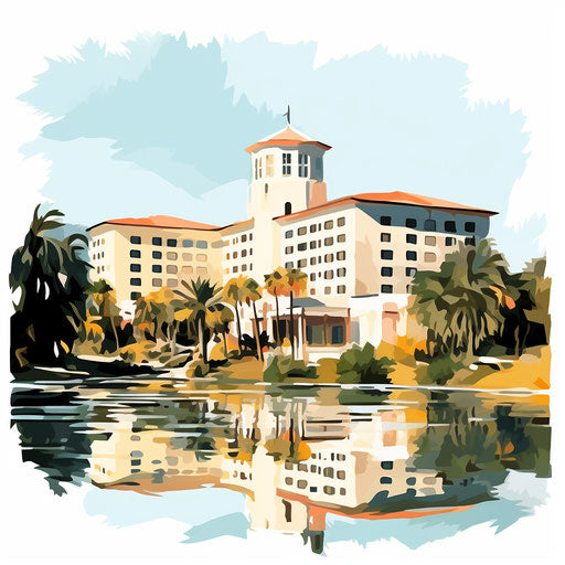 Hotel Clipart in Impressionistic Art style, on white background