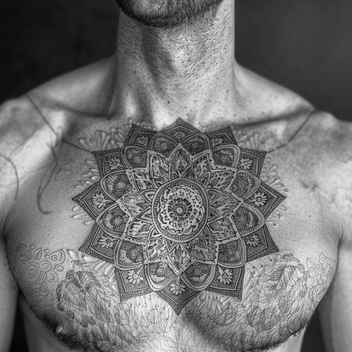 Chest mandala in Guy Aitchison style