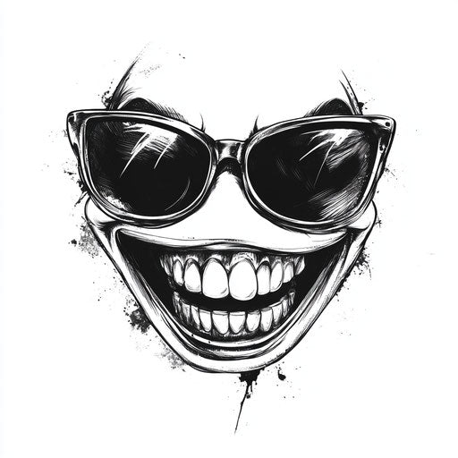 Stylish flat tattoo sketch of a smiley with sunglasses