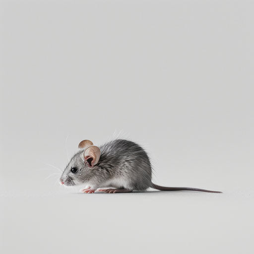 Realistic mice clipart on flat white background, minimalist style