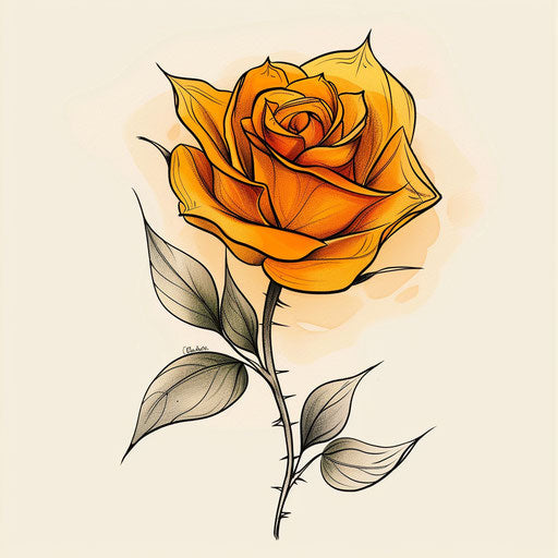 Elegant sketch of an amber rose