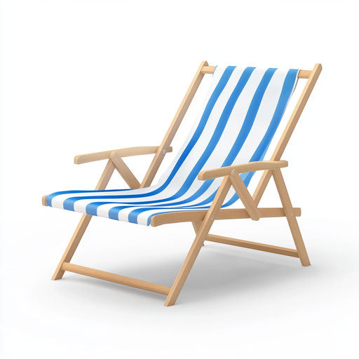 3D beach chair in realistic style with flat white background