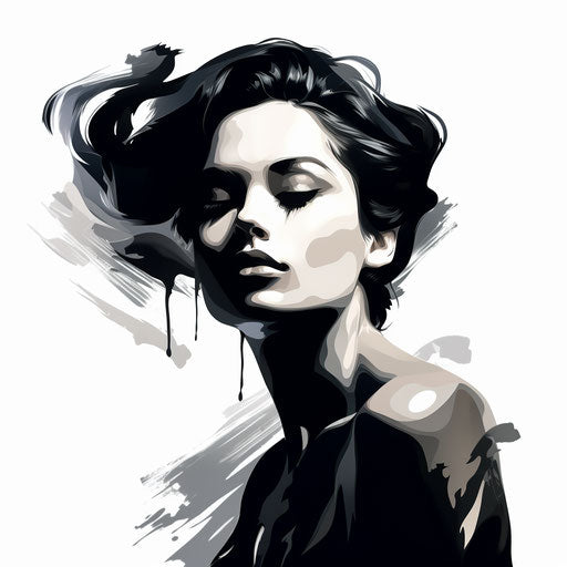 Adult illustration in the style of Chiaroscuro Art, on white background