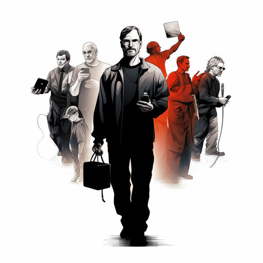 Jobs illustration in the style of Chiaroscuro Art