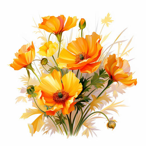 Flower clipart png in the style of Oil painting, on a white background