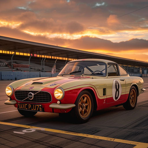 Vintage racing livery on a 1966 Volvo P1800