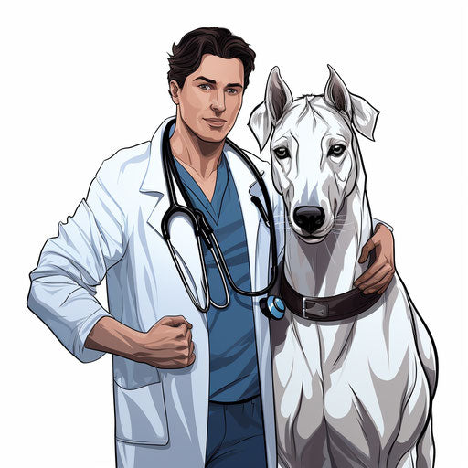 Veterinarian in Chiaroscuro Art style on white background