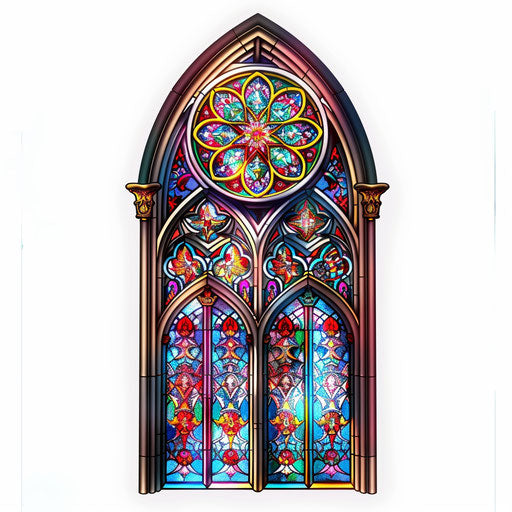 Stained glass window of a Catholic cathedral as tattoo