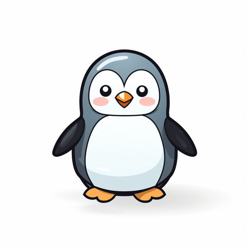 Minimalist penguin clipart on white background