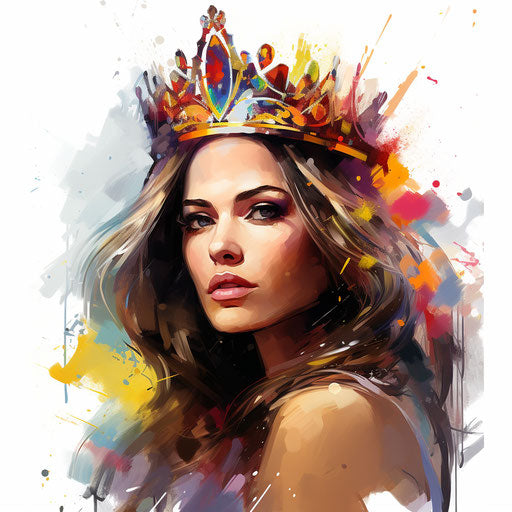 Queen crown in the style of Oil painting, on white background