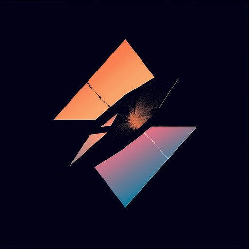 Logo with geometric shape and piece breaking away