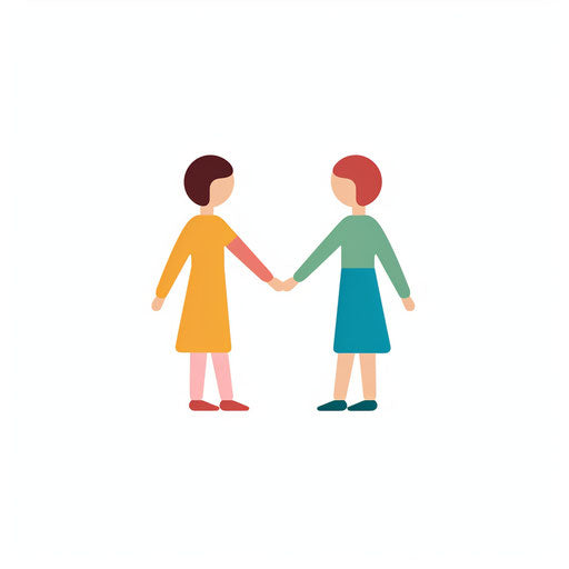 People holding hands clipart in Minimalist style, on white