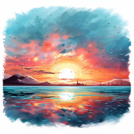 Sky clipart in the style of Oil painting, on a white background