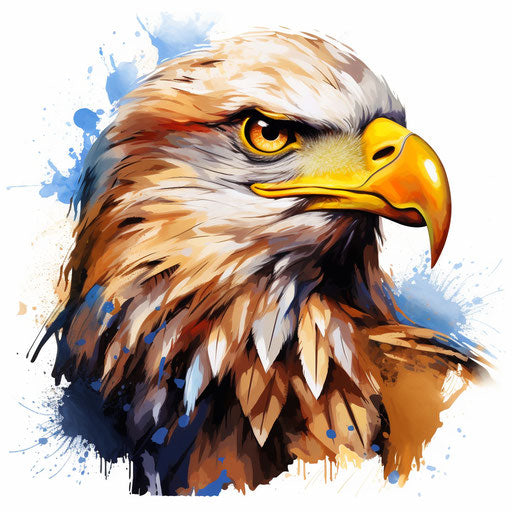 Eagle illustration in the style of Oil painting, on a white background