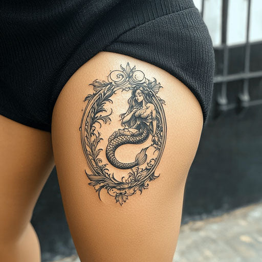 Feminine tattoos with a mermaid and seaweed