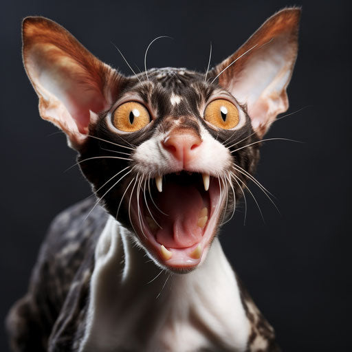 Cornish Rex cat meowing