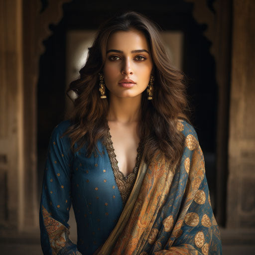 Explosive pigmentation women's suits, candid moments captured, dark brown and blue, blurry details, Barbizon school