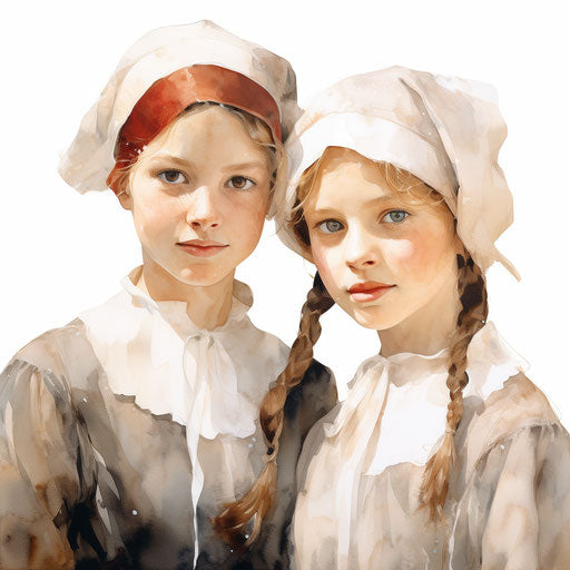 Sister drawing in Oil painting style
