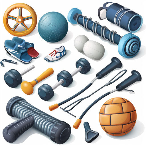Realistic physical education clipart on flat white background