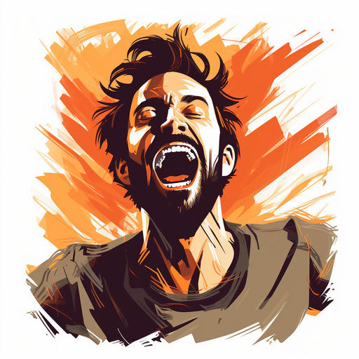 Cheerful illustration in the style of Chiaroscuro Art, on white background