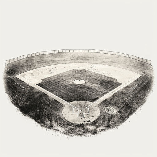 Realistic baseball field on white background, detailed textures