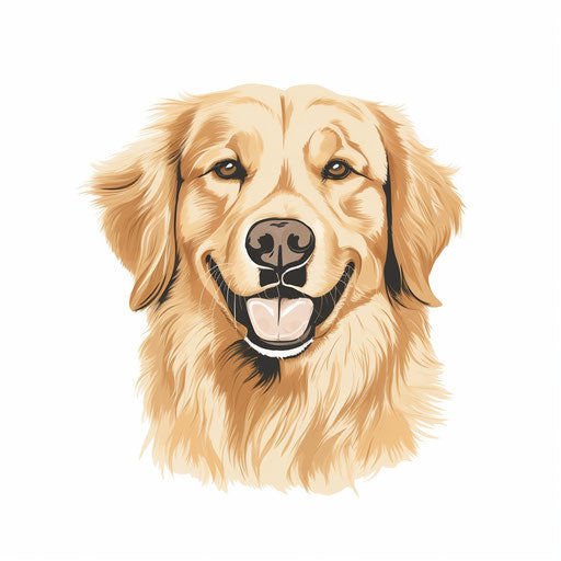 Golden retriever illustration in Minimalist style, on white background