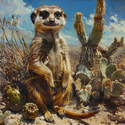 Meerkat with a playful object, showcasing their curious and playful nature, detailed setting
