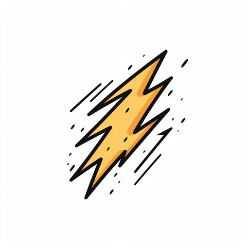 Minimalist thunder drawing on white background