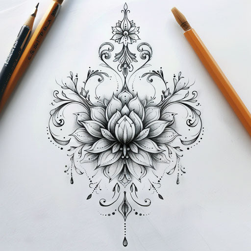 Elegant tattoo sketch of a Mehndi pattern