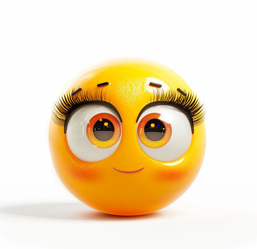 Indifferent emoji with big eyes, cute