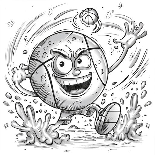 Cartoon basketball player dribbling